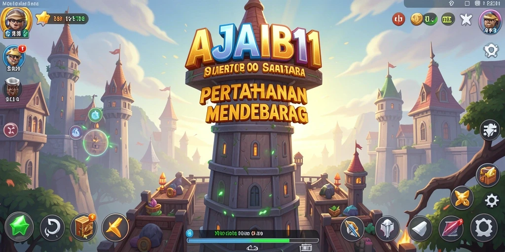 Tangkapan layar utama AJAIB11 yang menampilkan aksi gameplay Tower Defense yang intens.