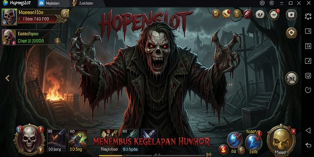 Tampilan gameplay menegangkan di dunia HOPENGSLOT yang kelam.