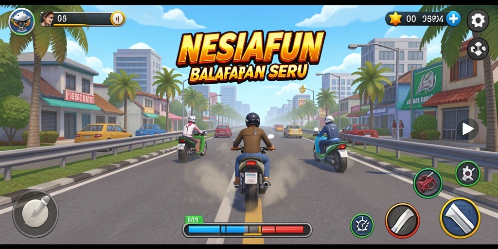 Tangkapan layar NESIAFUN menampilkan aksi balapan motor yang mendebarkan.