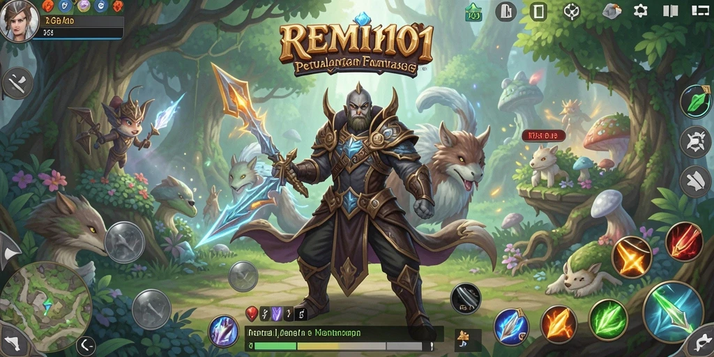 Screenshot menunjukkan gameplay mendalam dan karakter magis dalam REMI101.