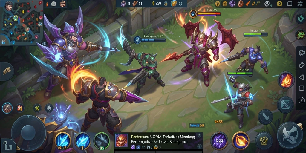 Tampilan aksi intens dalam permainan MOBA RK55.