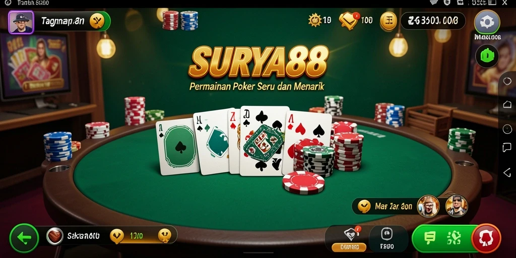 Tampilan gameplay poker yang mengasyikkan di SURYA88.