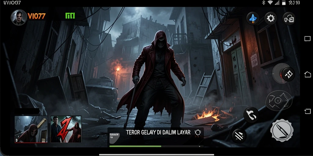 Cuplikan gameplay VIO77 menampilkan suasana horor yang mencekam.
